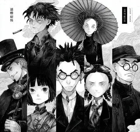 悬疑题材漫画作品封面，深夜列车车厢与窗外灯光